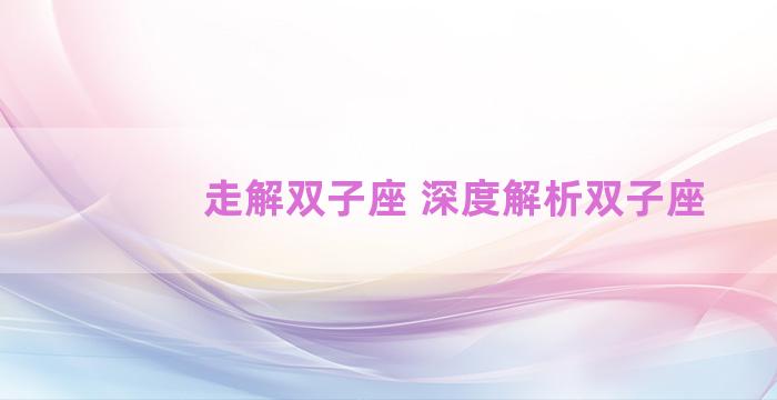 走解双子座 深度解析双子座